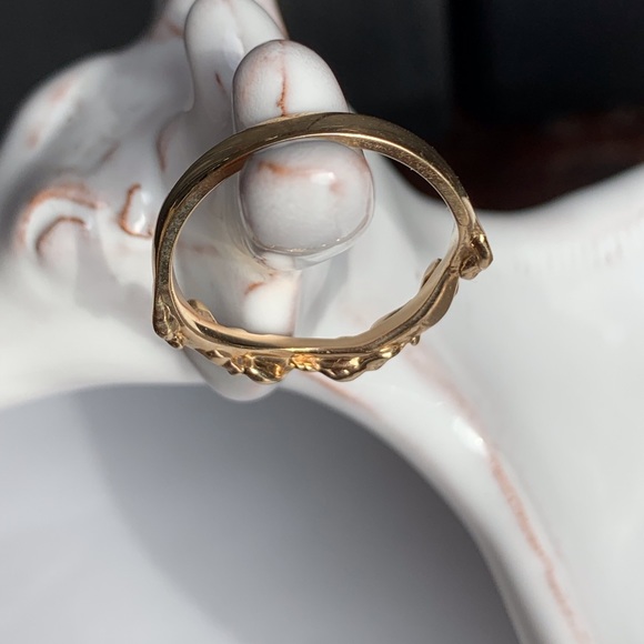 10KYG Sapphire & CZ Curved Contour Ring—NWOT - Picture 7 of 10